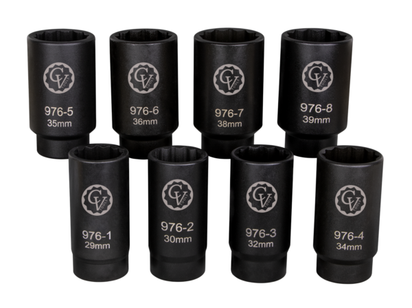 8 PC, 12 Point Metric Axle Nut Socket Set - Image 5